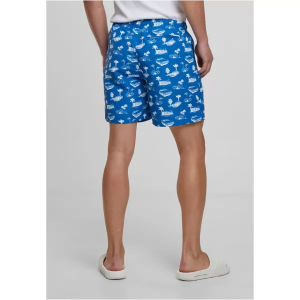  Pánské koupací šortky URBAN CLASSICS TB2679 BRIGHT BLUE/WHITE 