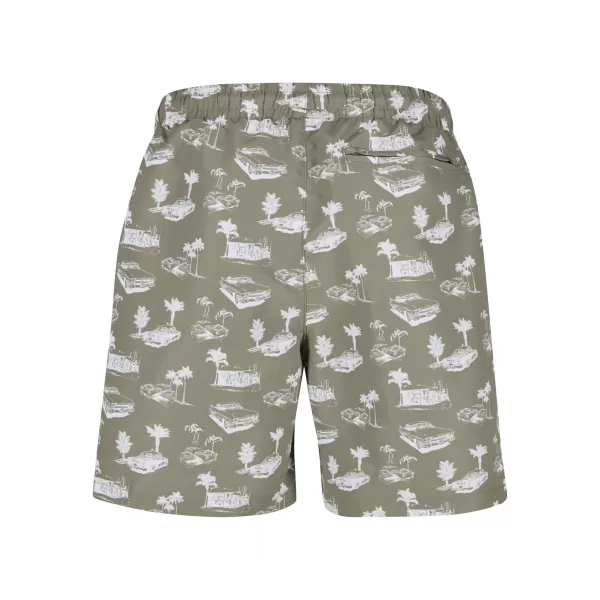 Pánské koupací šortky URBAN CLASSICS TB2679 PALE OLIVE/WHITE 