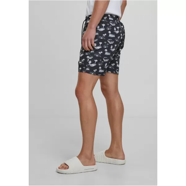  Pánské koupací šortky URBAN CLASSICS TB2679 BLACK/WHITE 