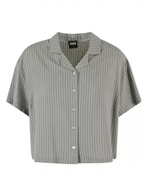 Dámská košile URBAN CLASSICS TB4365 PALE OLIVE/WHITE