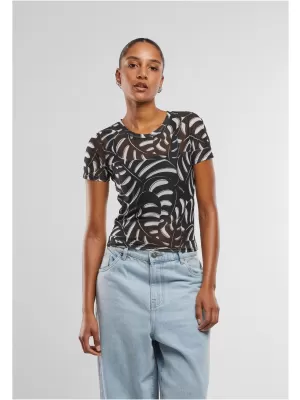 Dámské triko URBAN CLASSICS TB6880 BLACK LEAF