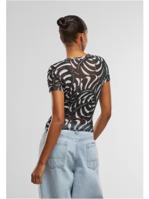 Dámské triko URBAN CLASSICS TB6880 BLACK LEAF