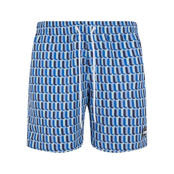  Pánské koupací šortky URBAN CLASSICS TB2679 BLUE RETRO PATTERN 