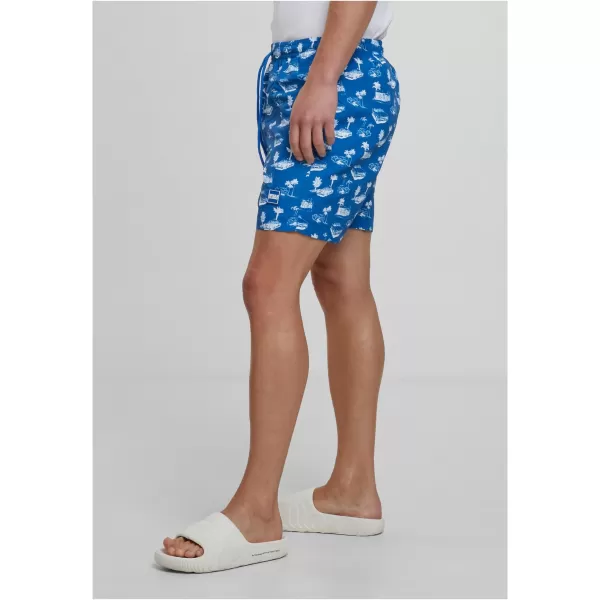  Pánské koupací šortky URBAN CLASSICS TB2679 BRIGHT BLUE/WHITE 