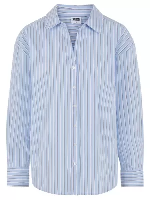Dámská košile URBAN CLASSICS TB7176 POWDER BLUE/WHITE