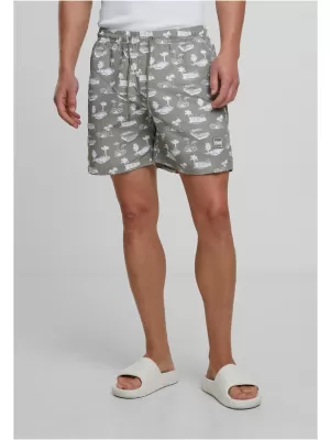 Pánské koupací šortky URBAN CLASSICS TB2679 PALE OLIVE/WHITE