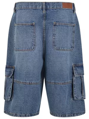 Pánské kraťasy URBAN CLASSICS TB7367 MID DEEP BLUE WASHED