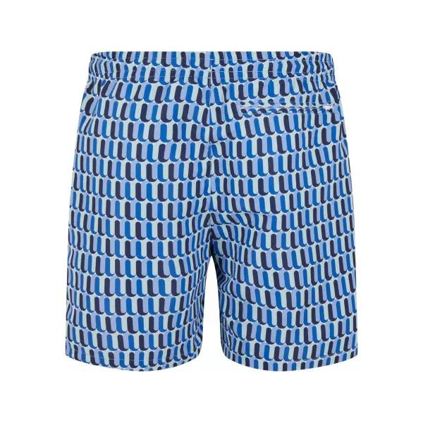  Pánské koupací šortky URBAN CLASSICS TB2679 BLUE RETRO PATTERN 