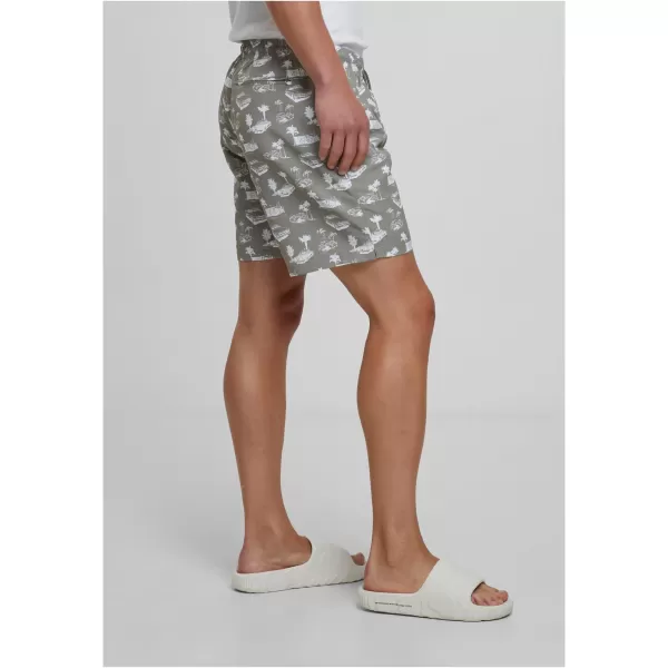  Pánské koupací šortky URBAN CLASSICS TB2679 PALE OLIVE/WHITE 