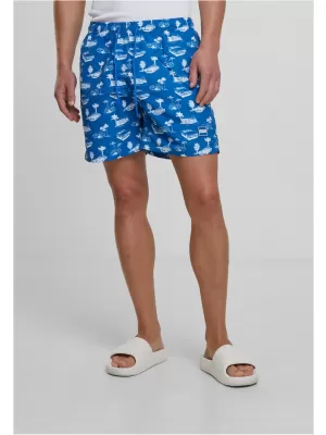 Pánské koupací šortky URBAN CLASSICS TB2679 BRIGHT BLUE/WHITE