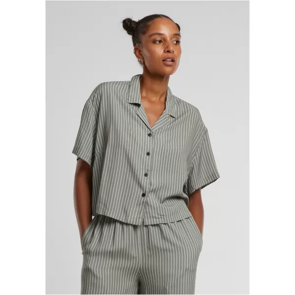  Dámská košile URBAN CLASSICS TB4365 PALE OLIVE/WHITE 