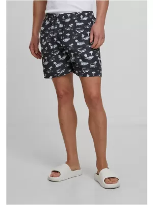 Pánské koupací šortky URBAN CLASSICS TB2679 BLACK/WHITE