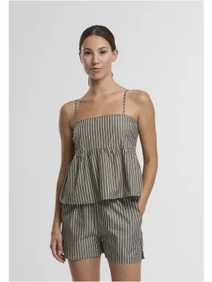 Dámské triko URBAN CLASSICS TB7531 OLIVE/WHITE