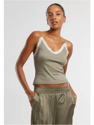 Dámské tílko URBAN CLASSICS TB7514A PALE OLIVE/OFF WHITE