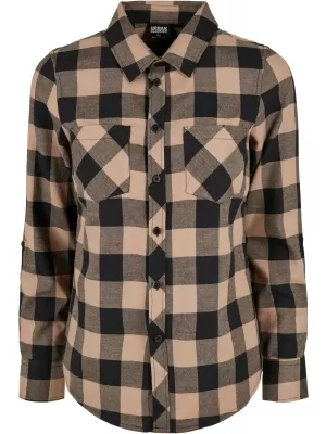 Dámská košile URBAN CLASSICS TB1280 BLACK/SOFT TAUPE