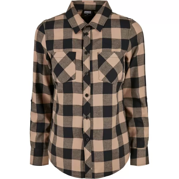  Dámská košile URBAN CLASSICS TB1280 BLACK/SOFT TAUPE 