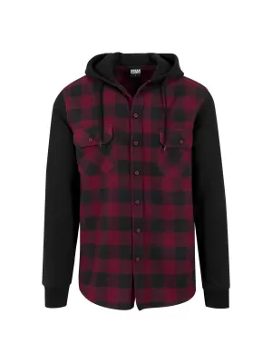 Pánská košile URBAN CLASSICS TB513 BLACK/BURGUNDY/BLACK