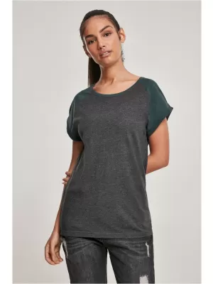 Dámské triko URBAN CLASSICS TB1913 CHARCOAL/BOTTLE GREEN