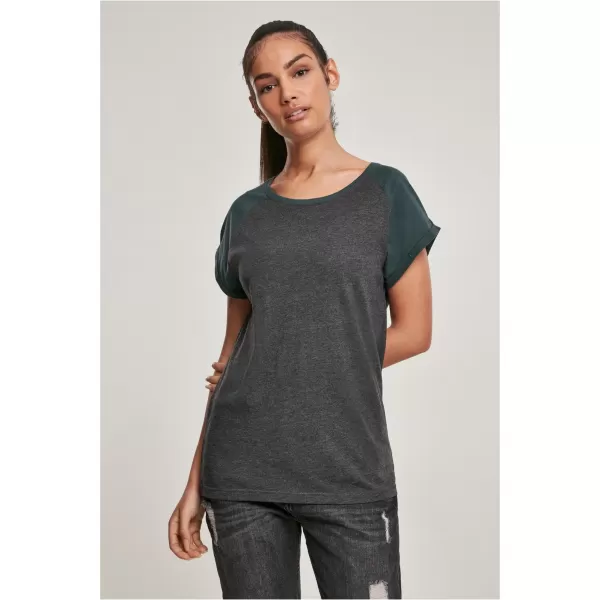  Dámské triko URBAN CLASSICS TB1913 CHARCOAL/BOTTLE GREEN 