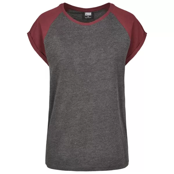  Dámské triko URBAN CLASSICS TB1913 CHARCOAL/RED WINE 