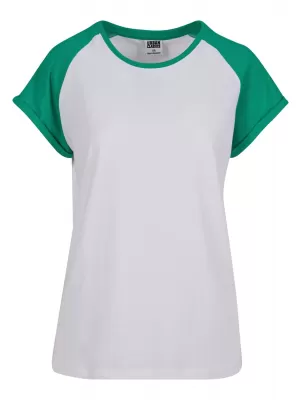 Dámské triko URBAN CLASSICS TB1913 WHITE/FERN GREEN