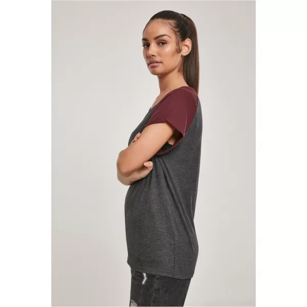  Dámské triko URBAN CLASSICS TB1913 CHARCOAL/RED WINE 