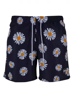Pánské kraťasy URBAN CLASSICS TB2679 MIDNIGHT NAVY DAISY