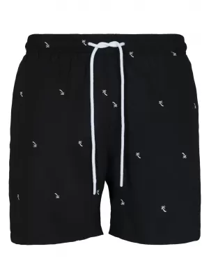 Pánské kraťasy URBAN CLASSICS TB2680 BLACK/PALM TREE