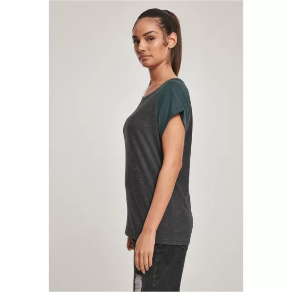  Dámské triko URBAN CLASSICS TB1913 CHARCOAL/BOTTLE GREEN 