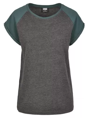 Dámské triko URBAN CLASSICS TB1913 CHARCOAL/BOTTLE GREEN