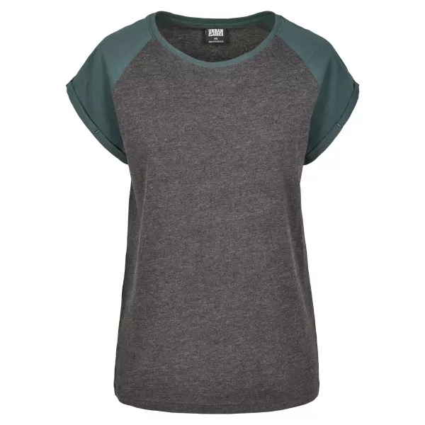  Dámské triko URBAN CLASSICS TB1913 CHARCOAL/BOTTLE GREEN 