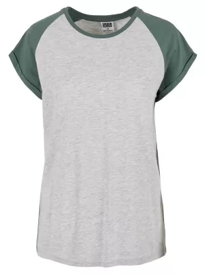 Dámské triko URBAN CLASSICS TB1913 LIGHT GREY/PALE LEAF