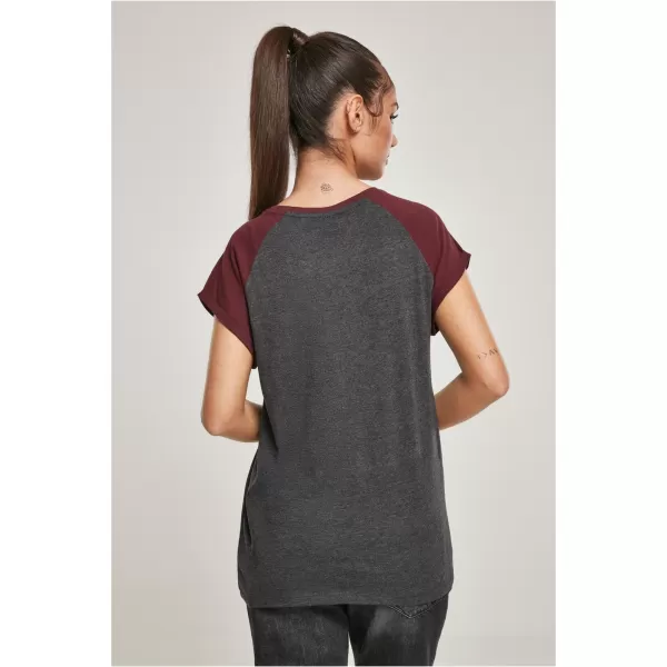  Dámské triko URBAN CLASSICS TB1913 CHARCOAL/RED WINE 