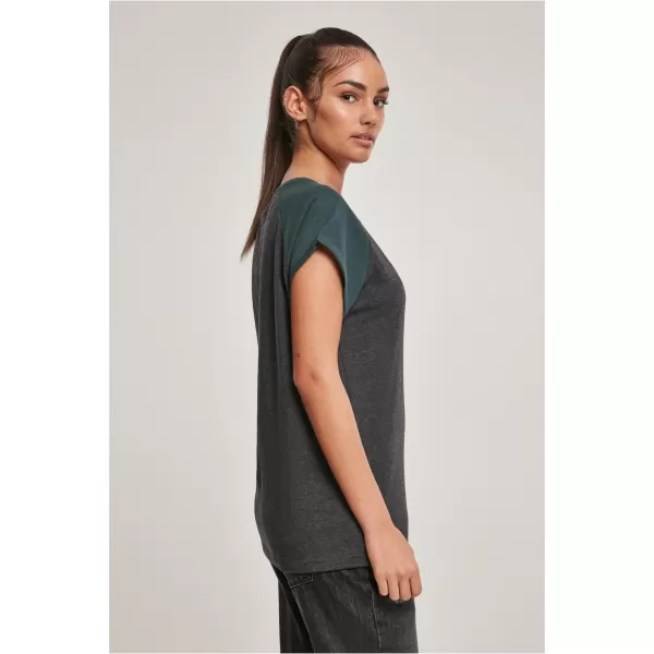  Dámské triko URBAN CLASSICS TB1913 CHARCOAL/BOTTLE GREEN 