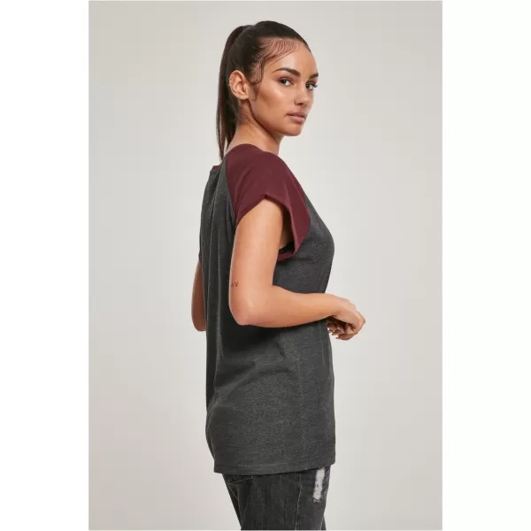  Dámské triko URBAN CLASSICS TB1913 CHARCOAL/RED WINE 