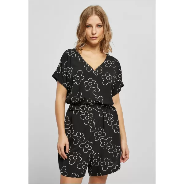  Dámský overal URBAN CLASSICS TB4096 BLACK FLOWER 