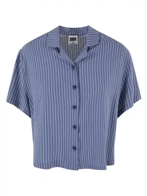 Dámská košile URBAN CLASSICS TB4365 VINTAGE BLUE PIN STRIPE