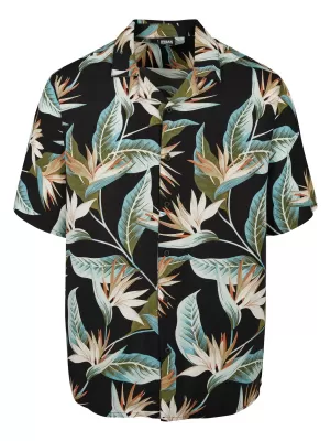 Pánská košile URBAN CLASSICS TB3506 BLACK/BLOSSOM