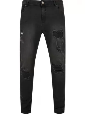 Pánské džíny URBAN CLASSICS TB4661 REALBLK HEAVY DESTROYED WASHED
