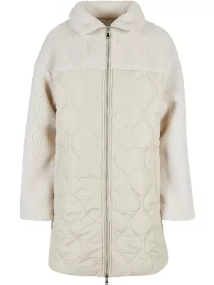 Dámský kabát URBAN CLASSICS TB5431 SOFT SEA GRASS/WHITE SAND