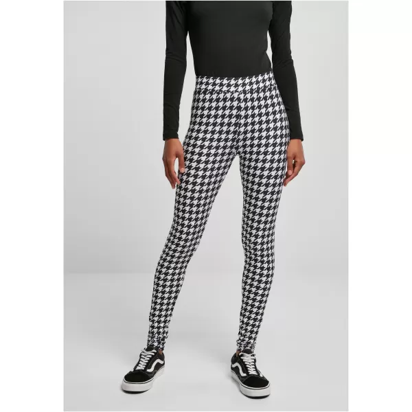  Dámské legíny URBAN CLASSICS TB4771 BLACK HOUNDSTOOTH 