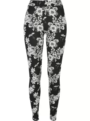 Dámské legíny URBAN CLASSICS TB4771 BLACK FLOWER