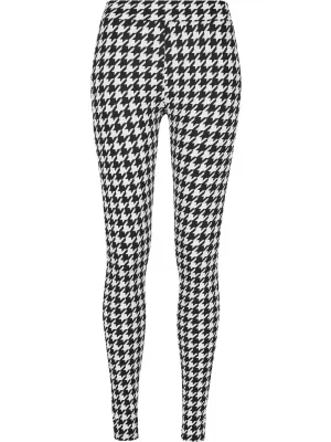 Dámské legíny URBAN CLASSICS TB4771 BLACK HOUNDSTOOTH