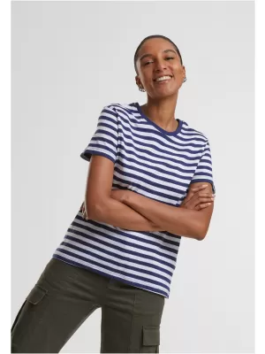 Dámské triko URBAN CLASSICS TB6826 WHITE/DARK BLUE