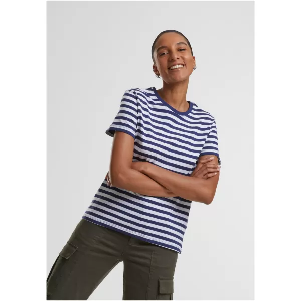  Dámské triko URBAN CLASSICS TB6826 WHITE/DARK BLUE 