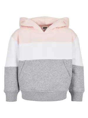 Dětská mikina URBAN CLASSICS UCK1843 LIGHT ROSE/WHITE/GREY
