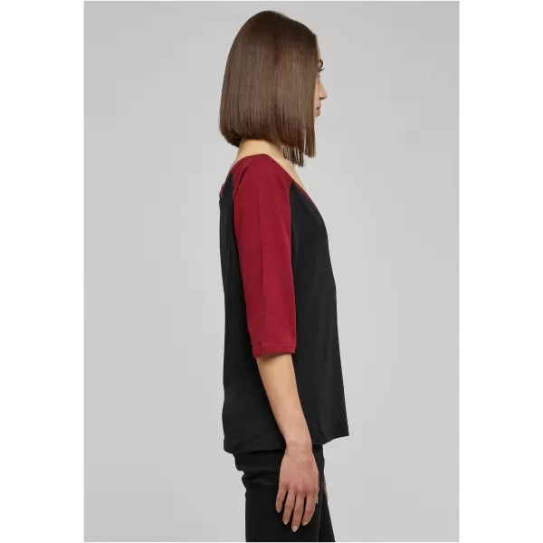  Dámské triko URBAN CLASSICS TB733 BLACK/BURGUNDY 