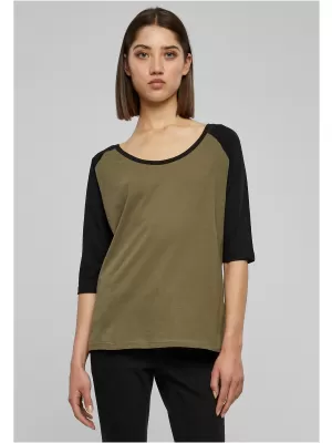 Dámské triko URBAN CLASSICS TB733 OLIVE/BLACK