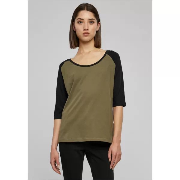  Dámské triko URBAN CLASSICS TB733 OLIVE/BLACK 