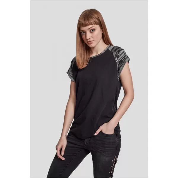  Dámské triko URBAN CLASSICS TB1913 BLACK/DARK CAMO 